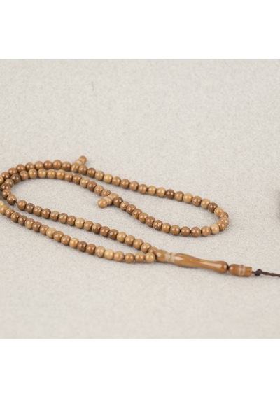 Orijinal Doğal Kuka 99'luk Küre Kesim 4mm Namaz Tesbihi Kahverengi