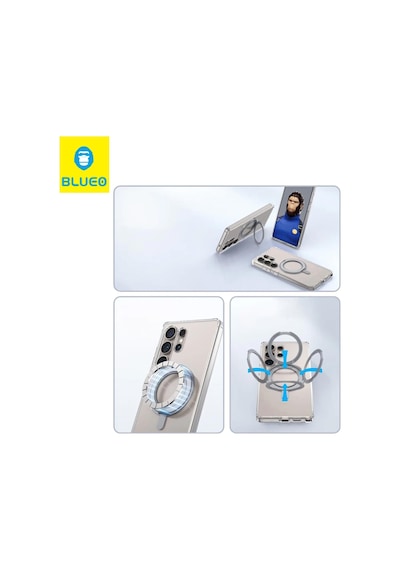 Mr. Gorilla Samsung Uyumlu S25 Şeffaf Kılıf 360 Dönebilen Stand Magsafe Toz Korumalı
