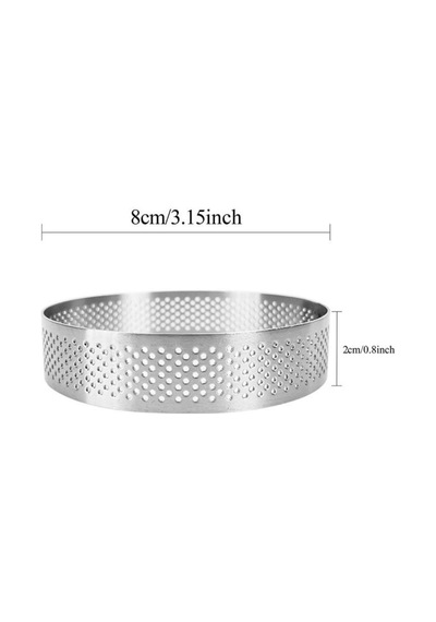 Yuvarlak Delikli Tart Kalıbı 8 Cm 4 Lü Paslanmaz Çelik Tart Halkası Seti Profesyonel Tart Ve Kurabiye Kalıbı Diğer