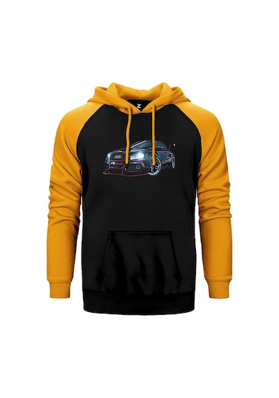 Audi R8 Tuning Sarı Renk Reglan Kol Kapşonlu Sweatshirt Sarı
