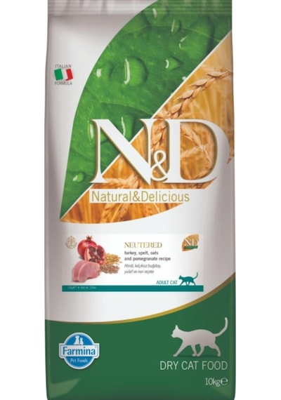 N&D Düşük Tahıllı Hindi Etli Kısırlaştırılmış Yetişkin Kedi Maması 10 KG
