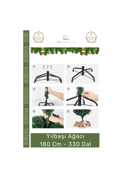 Premium Kutu Süsleme Seti Yılbaşı Çam Ağacı Renkli Işığı Yeni Yıl Süsleri Noel Paketi 180 Cm 330 Dal