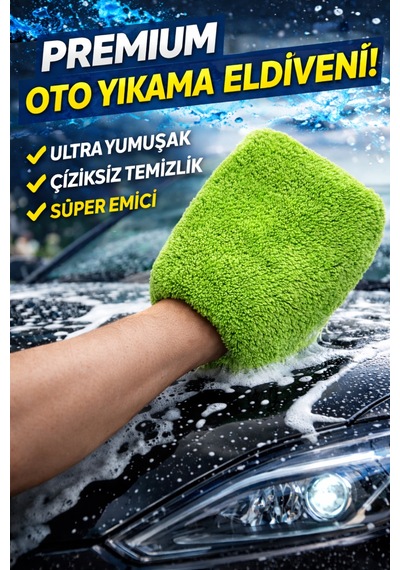 Premıum Mikrofiber Oto Yıkama Eldiveni Gri