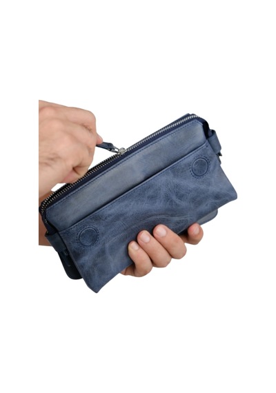 Mft Leather Hakiki Deri Unisex El Çantası Boliva 9874 Tiguan Lacivert