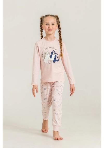 Moda Dua Rolypoly Rp3902-g Kız Çocuk Uzun Kol Pijama Takım Pudra