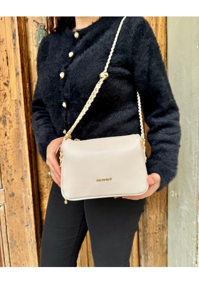 Just Polo Kadın Zincir Askılı Günlük Ve Özel Kullanıma Uygun Şık Tasarımlı Omuz & Çapraz Çanta Shoulder Bag Krem