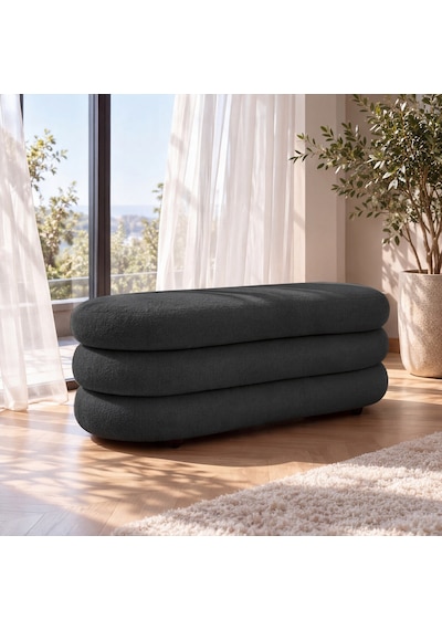 İnarch Dizayn Naturis Sandıklı Bench Depolama Alanlı Modern Puf Koyu Gri