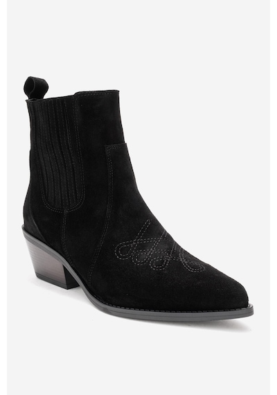 Luvishoes Julıeta Siyah Süet Hakiki Deri Kadın Western Bot Siyah