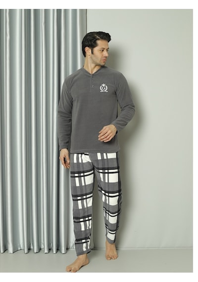 Glisa Erkek Polar Pijama Takımı Vizon