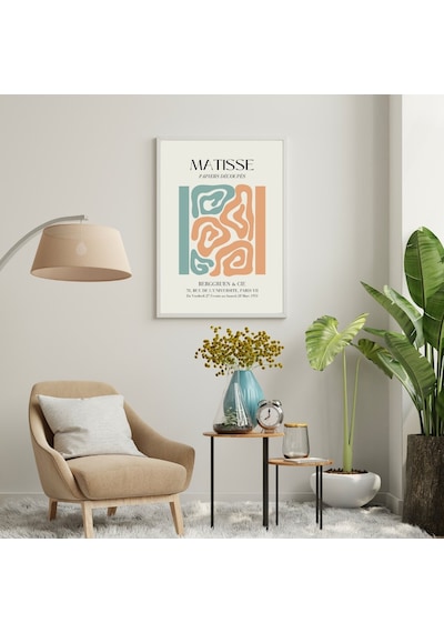 Matisse Turuncu Ve Yeşil'in Büyüsü Duvar Tablosu Çerçeveli 3'lü Set Beyaz Renk 21 X 30 Boyut/ebat