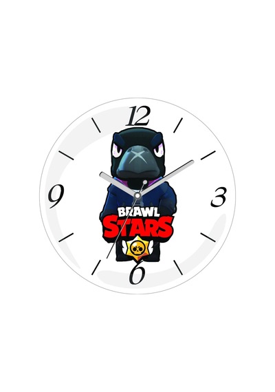 Brawl Stars Logolu Crow Çap 30cm Sessiz Akar Bombeli Gerçek Cam Duvar Saati Çok Renkli