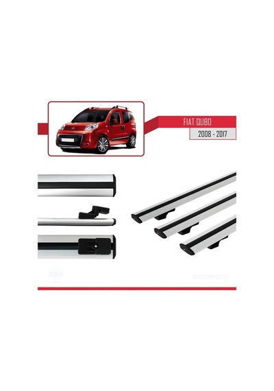 Fiat Qubo 2008-2017 Arası İle Uyumlu Basic Model Ara Atkı Tavan Barı Gri 3 Adet