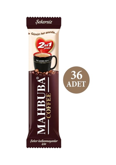 Mahbuba Coffee 2si1 Arada Şekersiz Hazır Kahve Kavanoz 36x10gr + Renkli Kupa Hediyeli Hazır