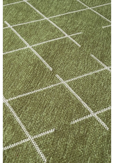 Malta Mlt01y Yeşil Dekoratif Şönil Kilim Geometrik Desen Yıkanabilir Yumuşak Kaymaz Taban Halı Yesıl