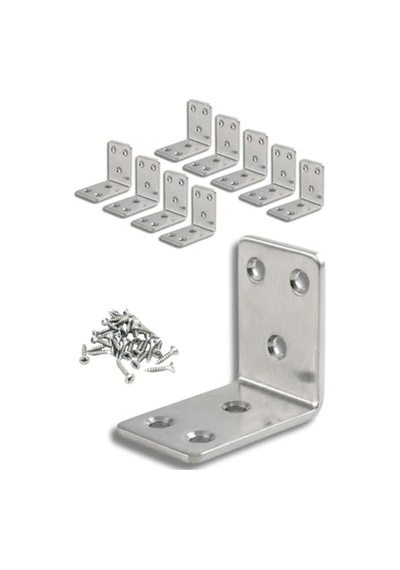 10 Adet L Köşebent, 45x45x30 Mm, 2 Mm Kalınlık İle Duvara Sabitleme Aparatı Aahşap