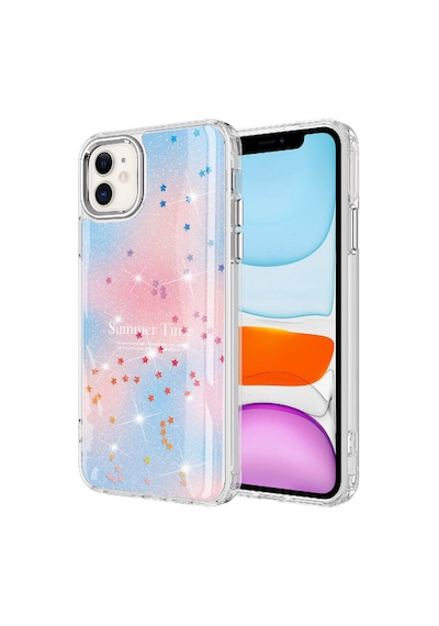 Zore İphone 11 Uyumlu Simli Desenli Parlak Ogaa Task Kılıf-mavi