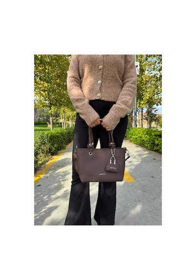 Just Polo Kadın Su Geçirmez Yumuşak Deri Ayarlanabilir Askılı Lüks El & Omuz Çantası Kahverengi 22303696