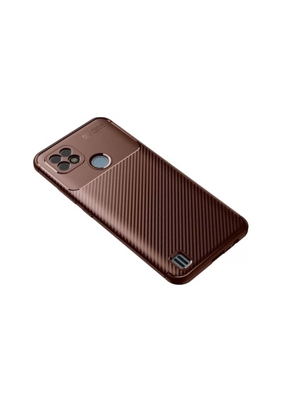 Newface Realme C21 Kılıf Auto Focus Karbon Kapak - Kahverengi
