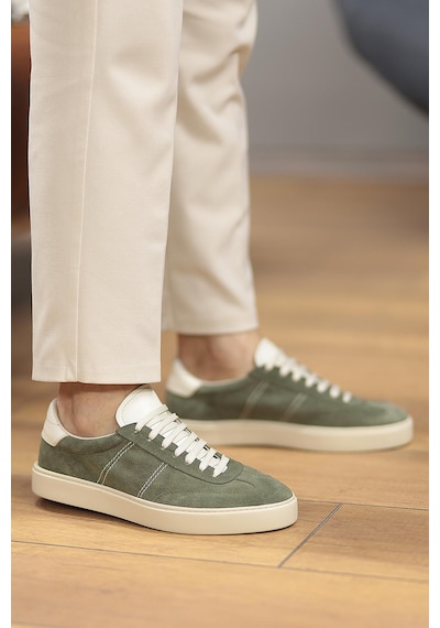 Shoetyle - Yeşil Hakiki Süet Bağcıklı Erkek Sneaker 666-3071-1249