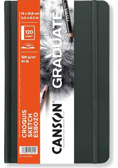 Canson Graduate Sert Kapaklı Çizim Defteri 120gr 14x21,6 120 Sayfa / 60 Yaprak