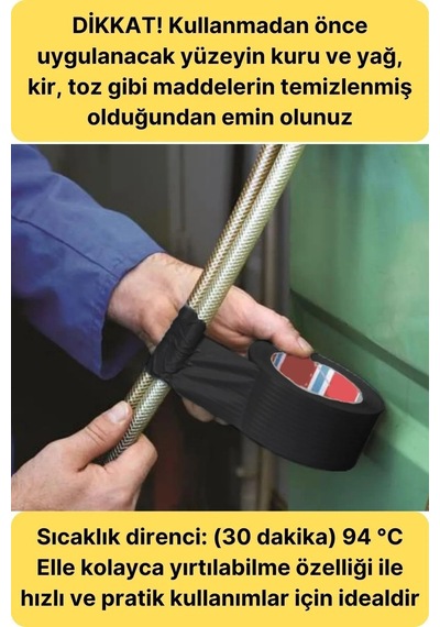 Vege -siyah- Tamir Yalıtım Bantı , Duct Tape Tamir, Hobi, Ağır Ambalaj - 5cm X 10mt - 680256998