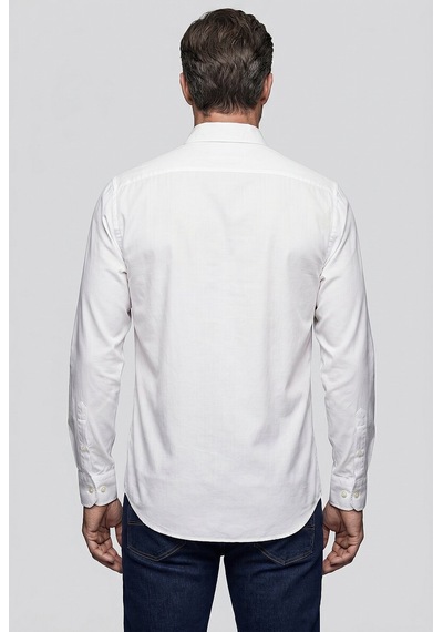 Bisse Beyaz Regular Fit Cepsiz Uzun Paşa Yaka Gömlek Gmoks261001 D01