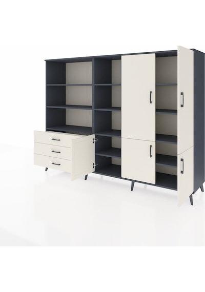 Hyperion Dolap 11 Raflı 3 Çekmeceli 5 Kapaklı 220x44x163 Antrasit Antrasit-aytaşı Hyperion Dolap 11 Raflı 3 Çekmeceli 5 Kapaklı 220x44x163 Antrasit Antrasit-aytaşı