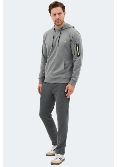 Slazenger Ozzy In Erkek Kanguru Cepli Kapüşonlu Gri Sweatshırt Gri