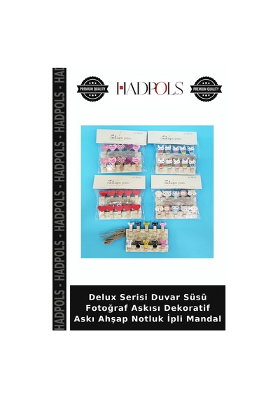 Delux Serisi Duvar Süsü Fotoğraf Askısı Dekoratif Askı Ahşap Notluk İpli Mandal