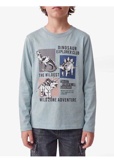 Koton Dinozor Baskılı Yeşil Erkek Çocuk Uzun Kollu T-shirt 7wkb10091tk