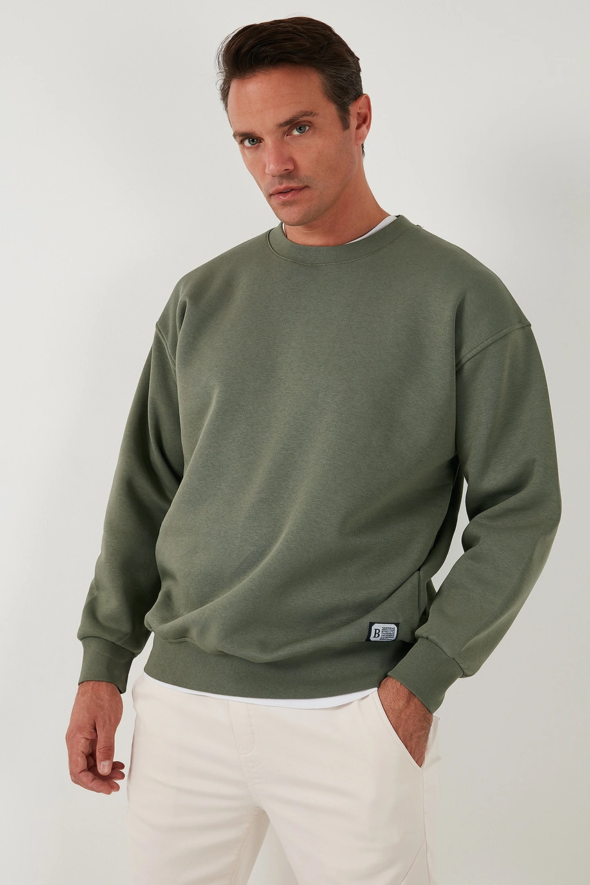 Buratti Regular Fit Bisiklet Yaka Şardonlu 2'Li Paket Erkek Sweat 5905255S2 Haki-Vişne