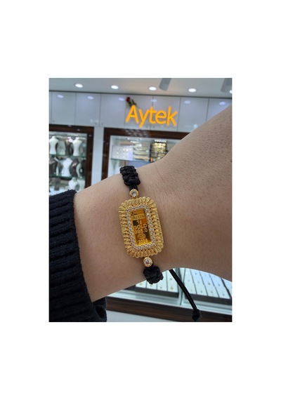 24 Ayar Gram Altınlı İpli Bileklik Sarı