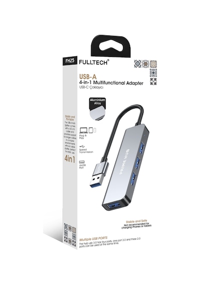 Fulltech Fh25 Usb-a 4'lü Çoklayıcı 3x Usb 2.0 + 1x Usb 3.0 Hızlı Veri Aktarımı Tak-çalıştır De