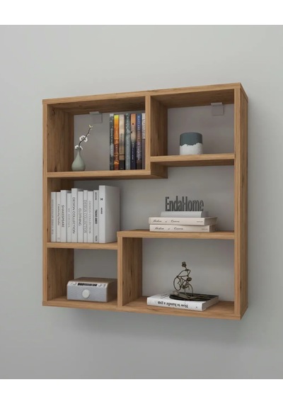 Reyo Enda Home Myra09 5 Bölmeli Modern Duvar Rafı, Mutfak Rafı Atlantik Çam Atlantik Çam
