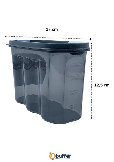 2 Kapaklı Ölçekli Erzak Saklama Kabı - 1,2 Litre Şeffaf