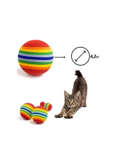 Kedi Oyuncak Topu 4 Lü Sünger Top Seti Renkli Ve Hafif Köpük Toplar Dayanıklı, Güvenli Ve Eğlenceli Kedi Oyun Topları Evcil Hayvan Etkinlik Oyuncağı