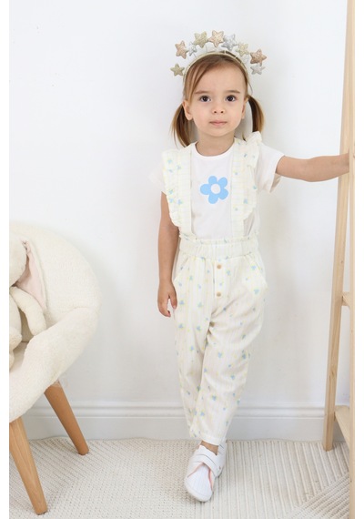 Harika Kids Kız Bebe&çocuk Keten Kumaş Sapolet Takım 001