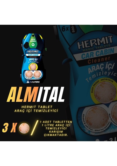 Hermit Doğa Dostu Araç İçi Detaylı Temizleyici Tablet 3 Lü Paket 1 Tablet 1 Litre
