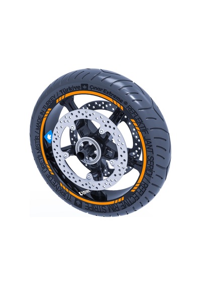 Floresan Turuncu 4 Parçalı Kesikli Jant Şeridi Sticker Çınar Extreme
