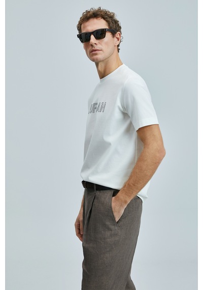 Lufian Thınk Modern Grafik T- Shirt Kırık Beyaz Kırık Beyaz 111020240100510 KIRIK BEYAZ