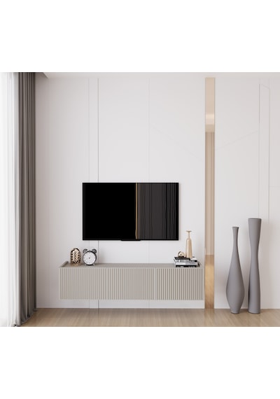 Capella Kumtaşı Rengi Mdf 3 Kapak Duvara Monte 140 Cm Tv Ünitesi