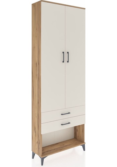 Arges Dolap 2 Raflı 2 Çekmeceli Tek Askılı 88x30x243 Çam-aytaşı Çam
