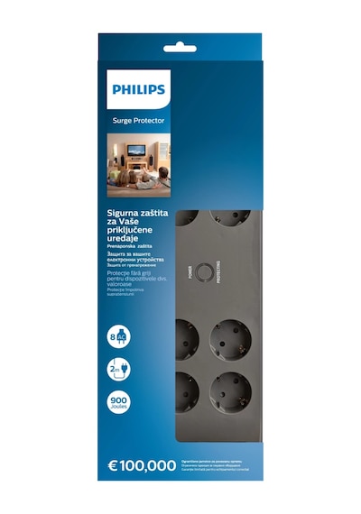 Phılıps Spn3180a/62, 8 Soket, Akım Korumalı Priz, 900 Joules, 2mt Kablo, Gri 0