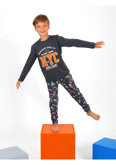 Vitmo Erkek Çocuk Uzun Kollu Pamuklu Pijama Takımı West Coast Antrasit