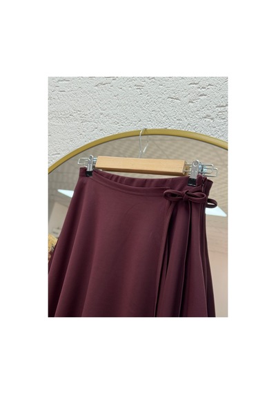Unika Boutique Elisaid Yandan Bağlamalı Parçalı Skuba Etek-gs3788 Beyaz Bordo