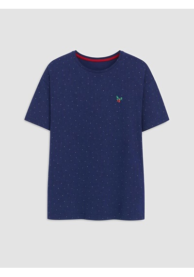 Lcw Dream Lacivert Bisiklet Yaka Puantiyeli Kadın Pijama Üstü