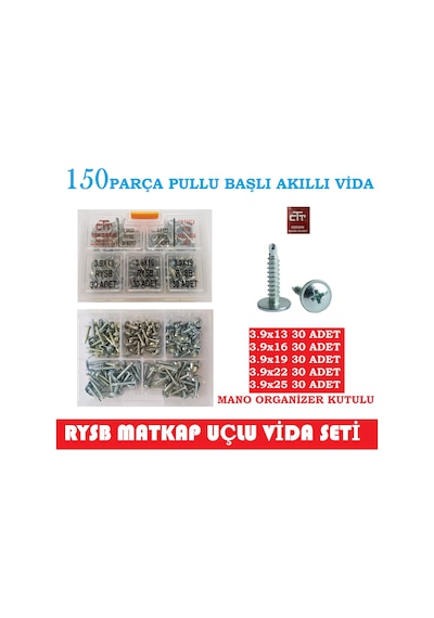 Vida Seti 150 Parça Matkap Uçlu -Pullu Başlı Akıllı Vida Seti
