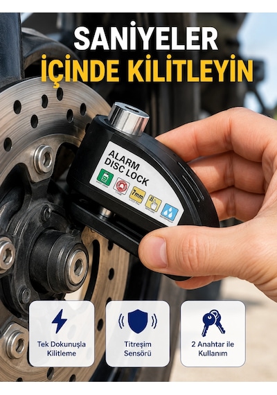 110 Db Alarm Disk Kilidi Motosiklet Scooter Bisiklet Güvenlik Yeni Nesil Najmaddin