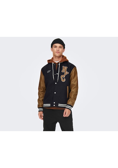 Only Onsjay Varsity Jacket Otw Erkek Günlük Ceket 22022572-Dark-N(554814457)
