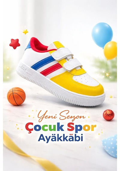 Papucumun Dünyası Günlük Bebek Çocuk Sneaker Cırt Cırt Bantlı Spor Ayakkabı Yürüyüş Ayakkabısı Sarı Papucumun Dünyası Günlük Bebek Çocuk Sneaker Cırt Cırt Bantlı Spor Ayakkabı Yürüyüş Ayakkabısı Sarı